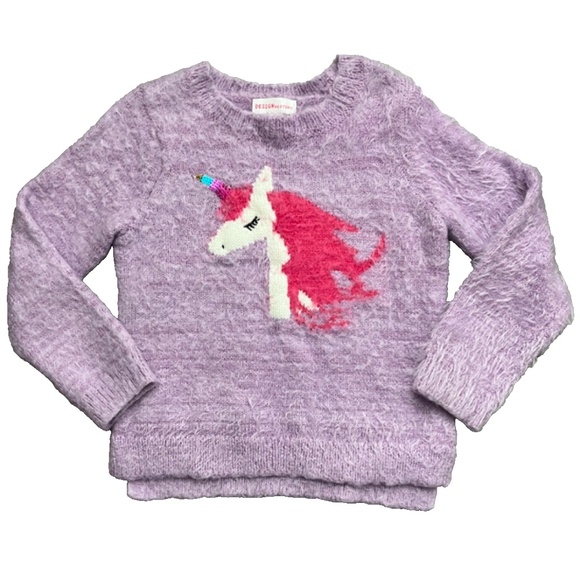 Design History Other - Toddler Girls Design History Sweaters, Fuzzy Purple Unicorn Size 4